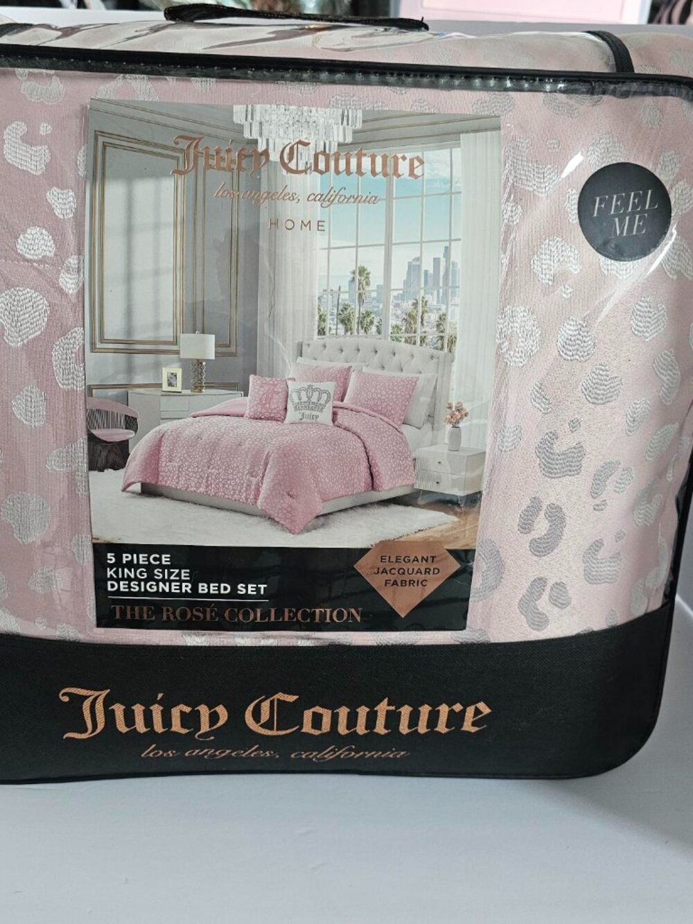 Juicy Couture Rose Collection Jacquard Animal/Leopard Print 5Pc Set NWT KING